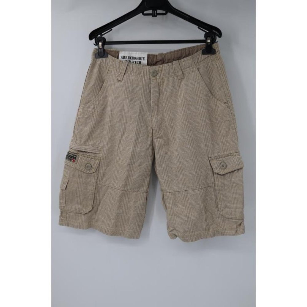 NWT Abercrombie & Fitch Cargo Shorts Mens 32 Plaid Cotton Pockets Drawstring